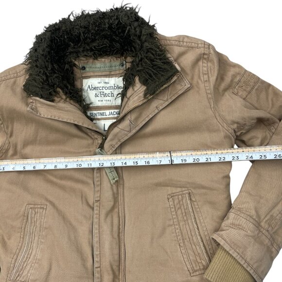 Abercrombie & Fitch Vintage Sentinel Military Cargo Canvas Sherpa Lined Jacket L - Picture 8 of 14